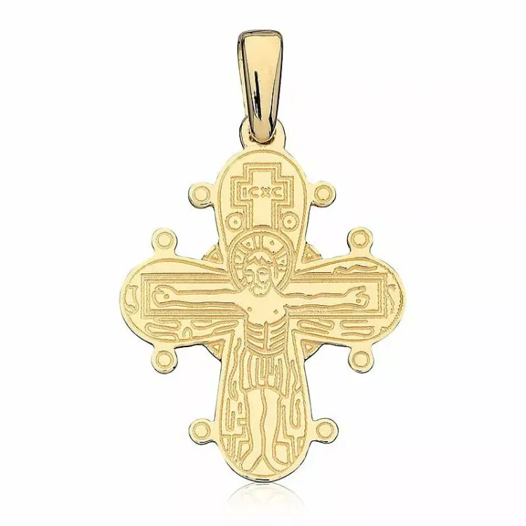 17 x 20 mm dagmarkruis met onze vader in verguld sterlingzilver - Amoré