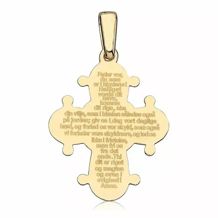 17 x 20 mm dagmarkruis met onze vader in verguld sterlingzilver - Amoré