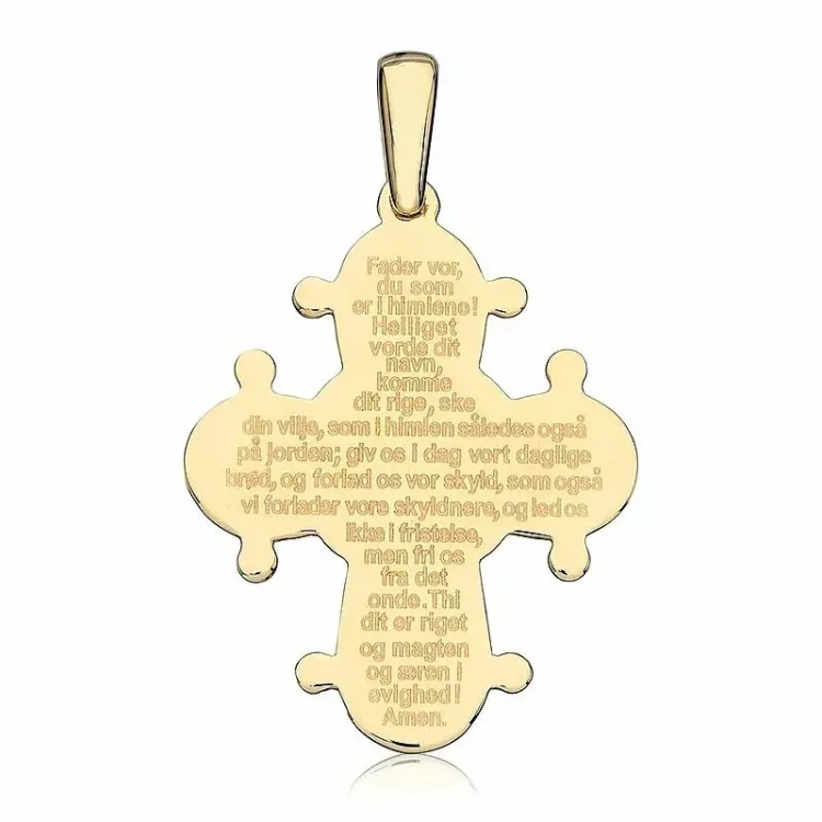 21 x 25 mm dagmarkruis met onze vader in verguld sterlingzilver - Amoré