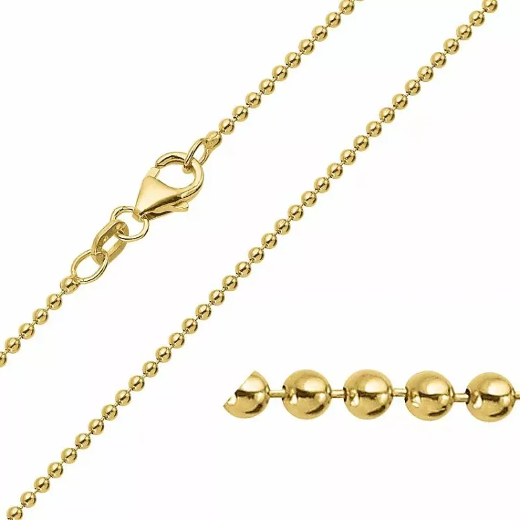 Bnh kogelketting in verguld sterlingzilver 45 cm x 1,5 mm