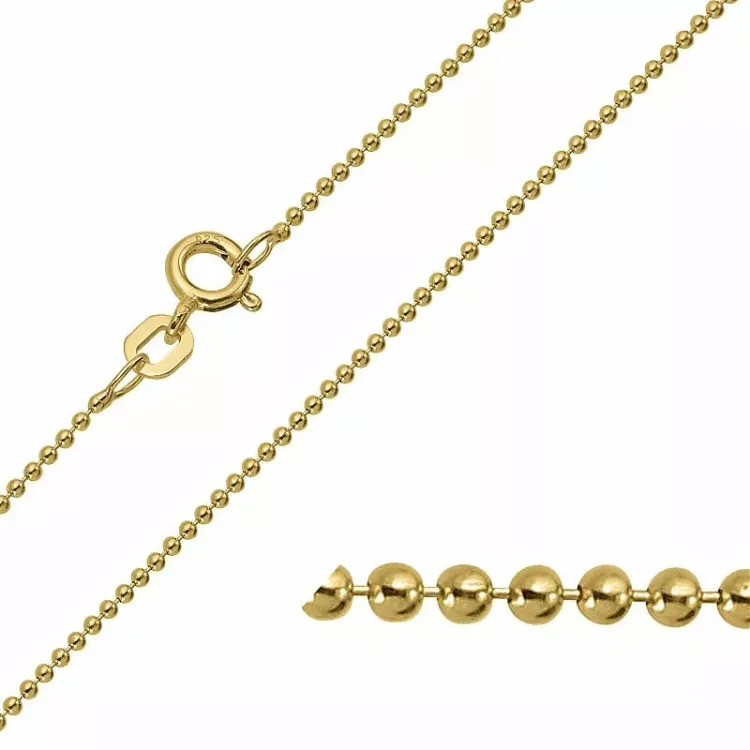 Bnh kogelketting in verguld sterlingzilver 80 cm x 1,2 mm