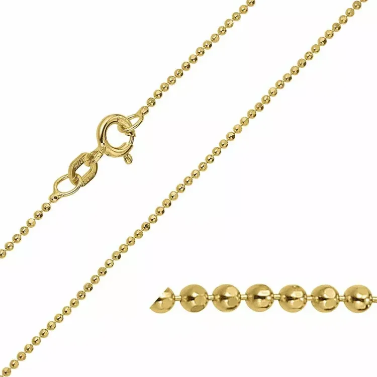 Bnh kogelketting facet in verguld sterlingzilver 40 cm x 1,15 mm