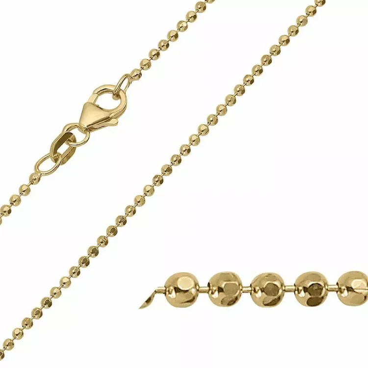 Bnh kogelketting facet in verguld sterlingzilver 90 cm x 1,45 mm