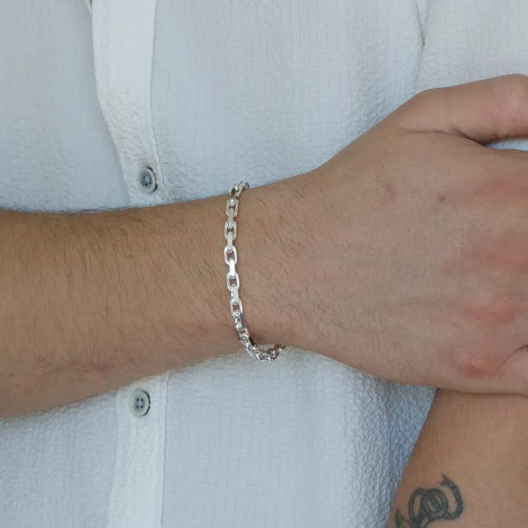 Bnh anker facet armband in zilver 18,5 cm x 4,5 mm