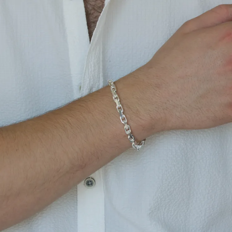 Bnh anker facet armband in zilver 21 cm x 5,3 mm