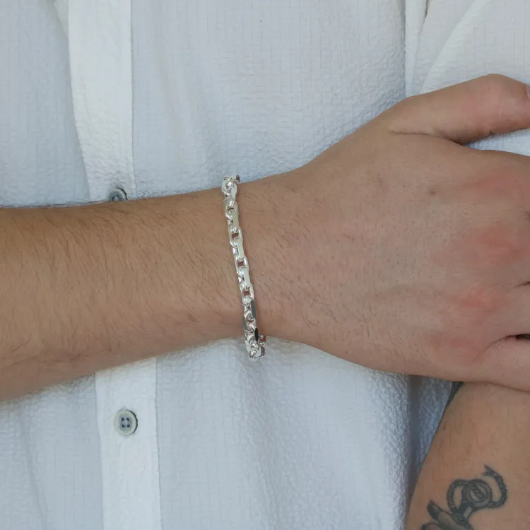 Bnh anker facet armband in zilver 21 cm x 5,6 mm