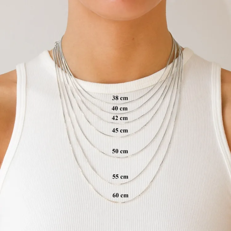 BNH venetiaanse ketting in 14 karaat witgoud 50 cm x 1,3 mm