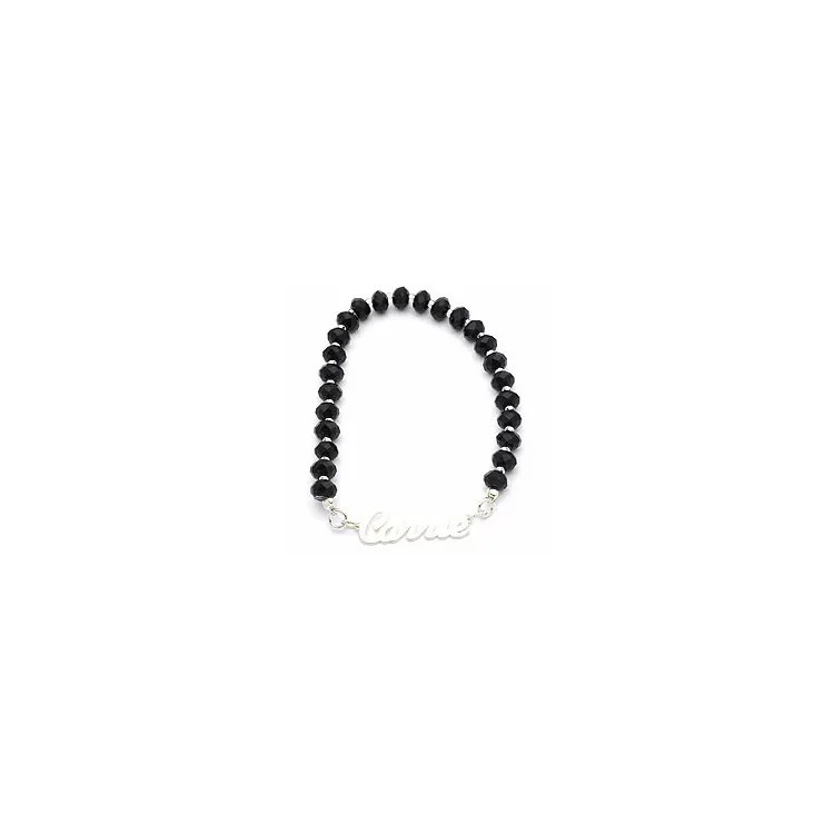 armband met naam in zwarte stenen en zilver - My Letter