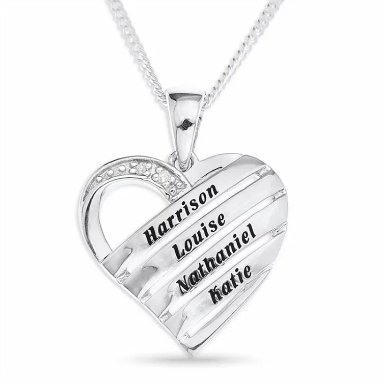 hart Naamkettingen met hanger in zilver met  facetgeslepen witte zirkoon - My Letter