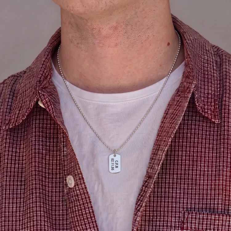 jongen dogtag Naamkettingen met hanger in zilver - My Letter