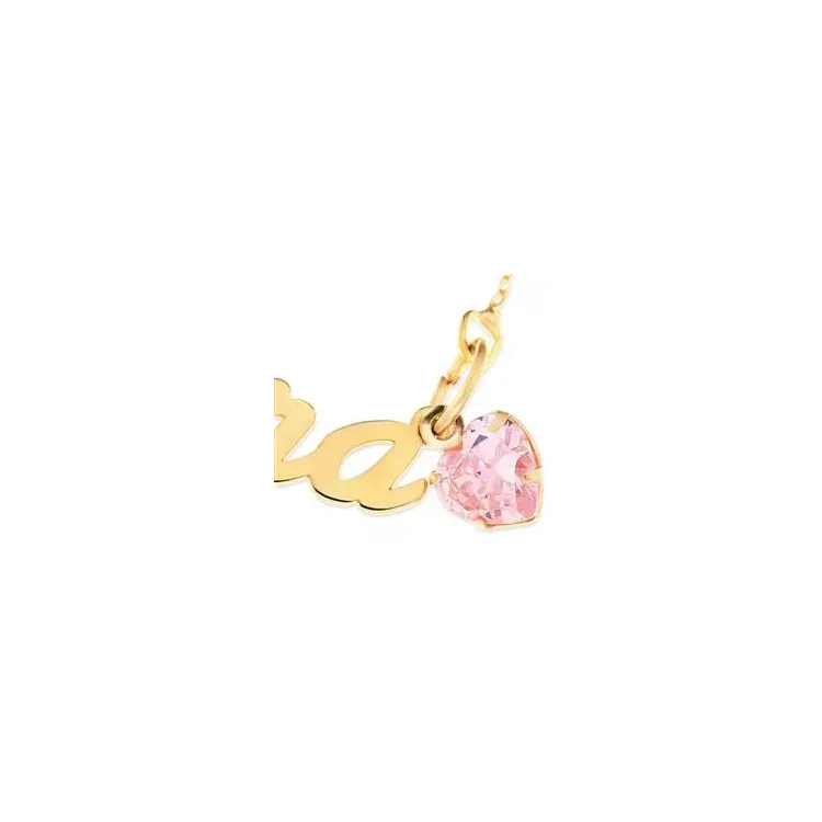 Naamkettingen met hanger in 9 karaat goud met 1 facetgeslepen zirkonen - My Letter