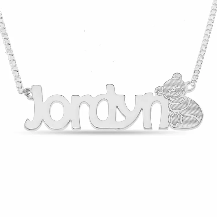 teddybeer naam ketting in zilver - My Letter