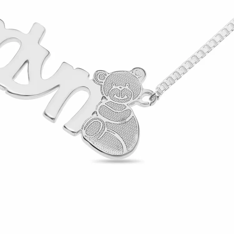 teddybeer naam ketting in zilver - My Letter