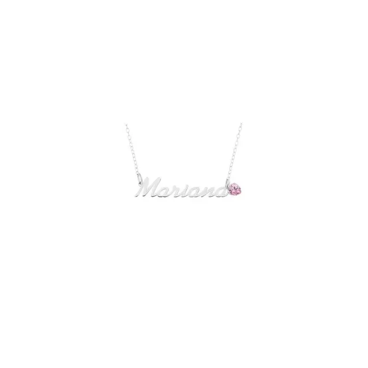 Naamkettingen met hanger in zilver met 1 facetgeslepen zirkonen - My Letter