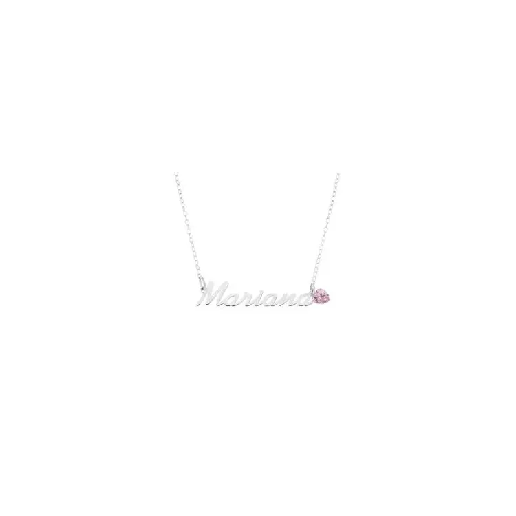 Naamkettingen met hanger in zilver met 1 facetgeslepen zirkonen - My Letter