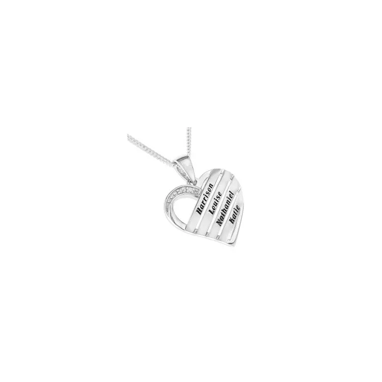 hart Naamkettingen met hanger in zilver met  facetgeslepen witte zirkoon - My Letter