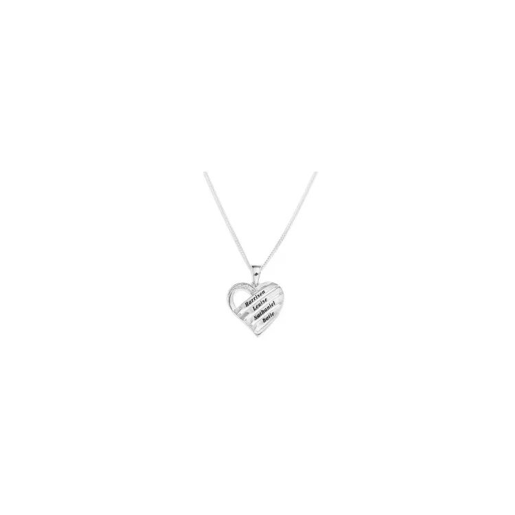 hart Naamkettingen met hanger in zilver met  facetgeslepen witte zirkoon - My Letter