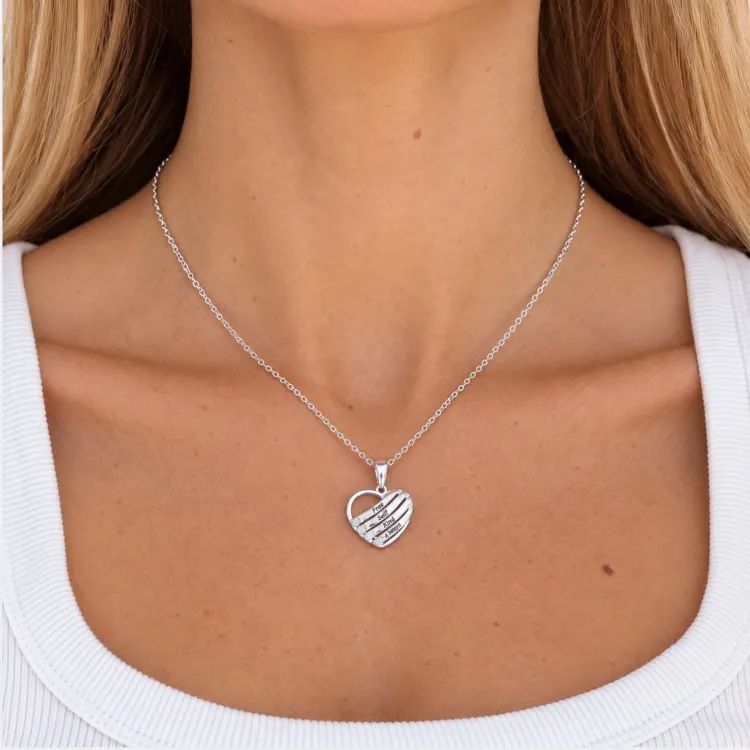 hart Naamkettingen met hanger in zilver met 4 facetgeslepen zirkonen - My Letter