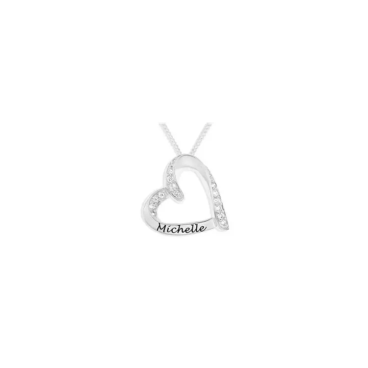 hart Naamkettingen met hanger in zilver met  witte zirkoon - My Letter