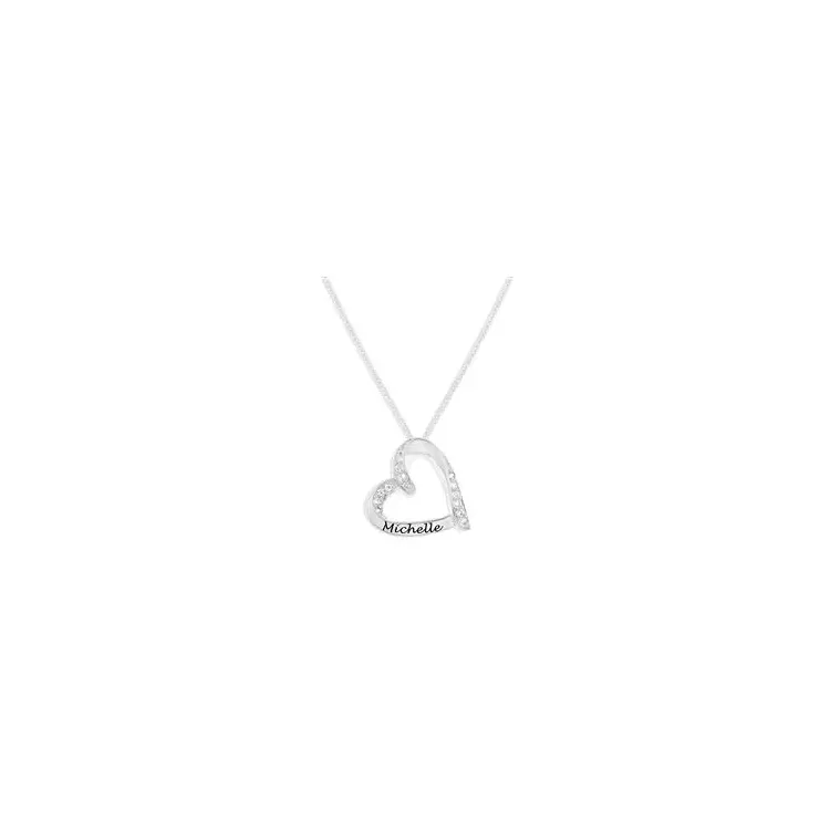 hart Naamkettingen met hanger in zilver met  witte zirkoon - My Letter