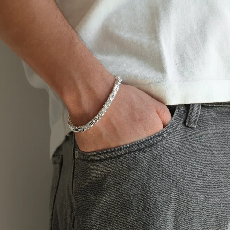 Koning armband in zilver 18,5 cm x 5,6 mm