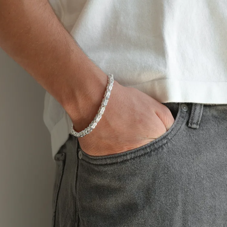 Koning armband in zilver 21 cm x 4,8 mm