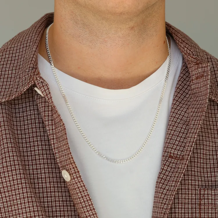 Bnh pantserketting in zilver 55 cm x 3,3 mm