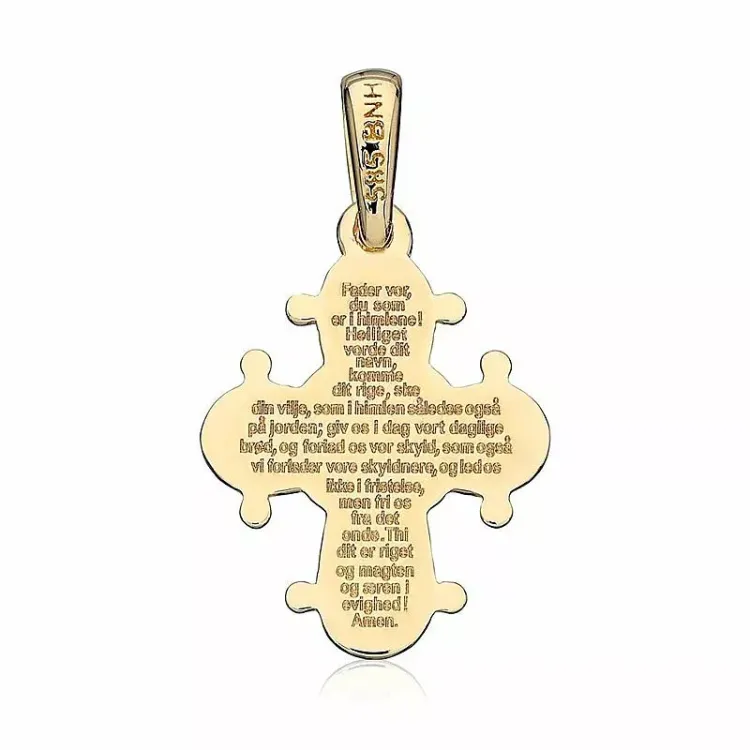 13 x 15 mm dagmarkruis met onze vader in 14 karaat goud - Amoré