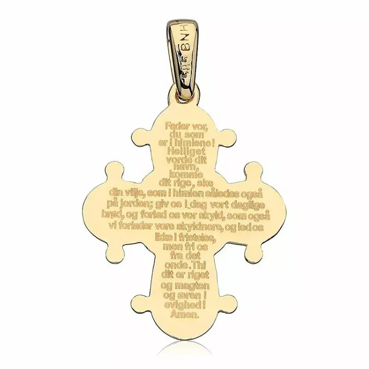 17 x 20 mm dagmarkruis met onze vader in 14 karaat goud - Amoré