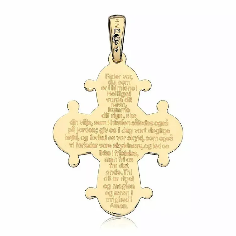 21 x 25 mm dagmarkruis met onze vader in 14 karaat goud - Amoré