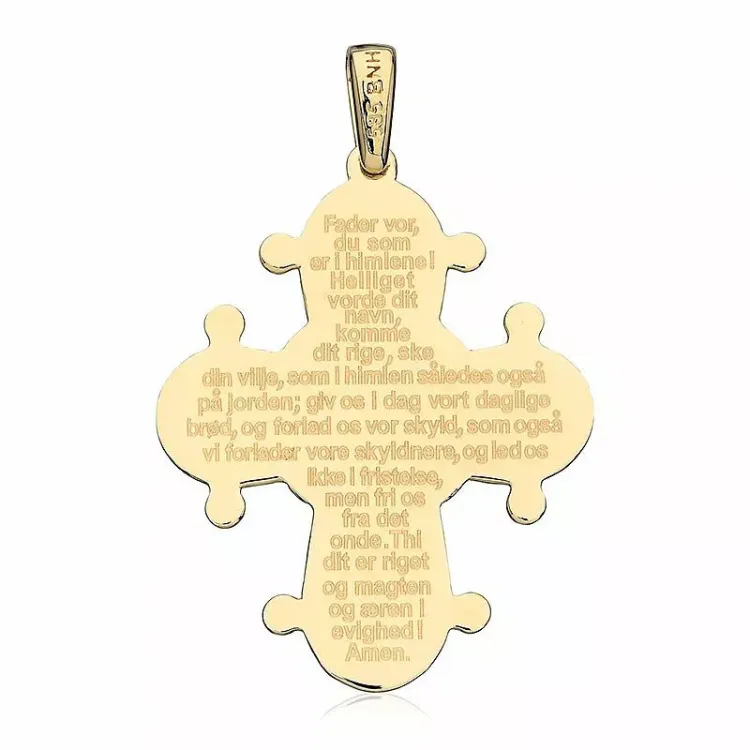 25 x 30 mm dagmarkruis met onze vader in 14 karaat goud - Amoré
