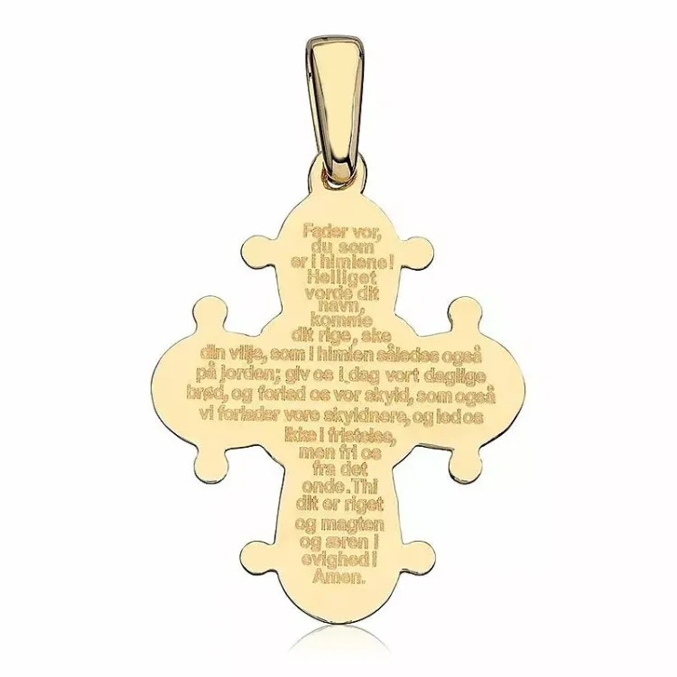 17 x 20 mm dagmarkruis met onze vader in 8 karaat goud - Amoré