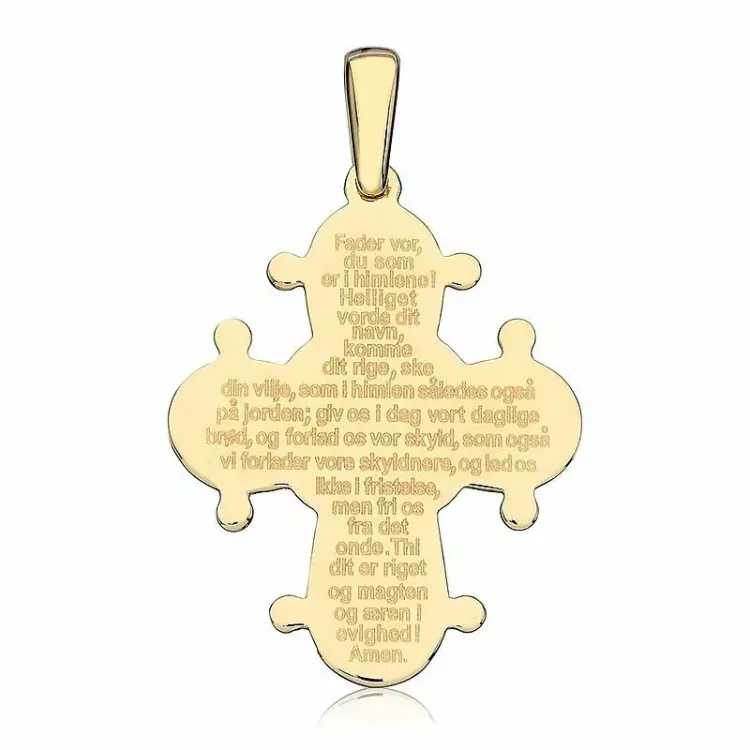 21 x 25 mm dagmarkruis met onze vader in 8 karaat goud - Amoré