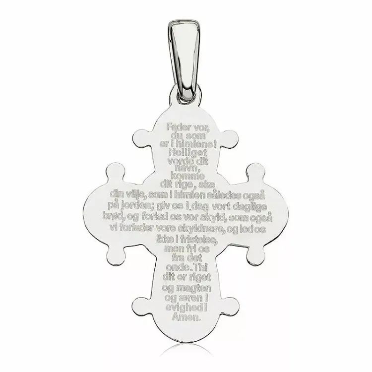 17 x 20 mm dagmarkruis met onze vader in zilver - Amoré