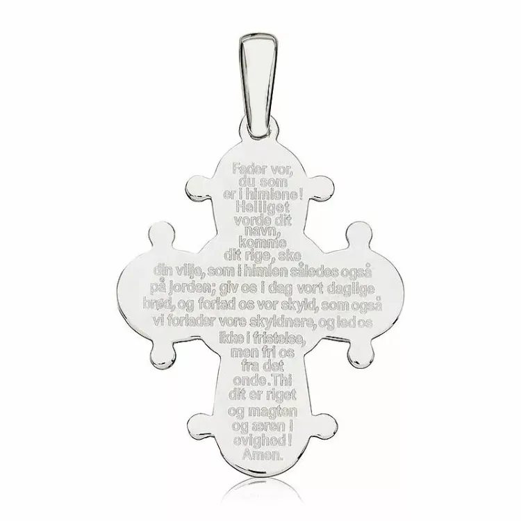 21 x 25 mm dagmarkruis met onze vader in zilver - Amoré