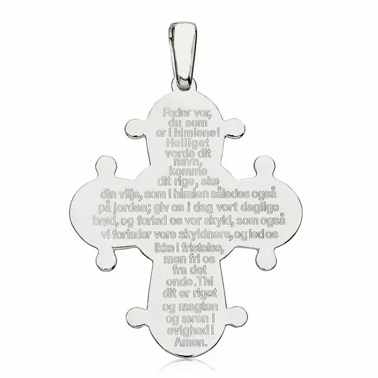 29 x 35 mm dagmarkruis met onze vader in zilver - Amoré