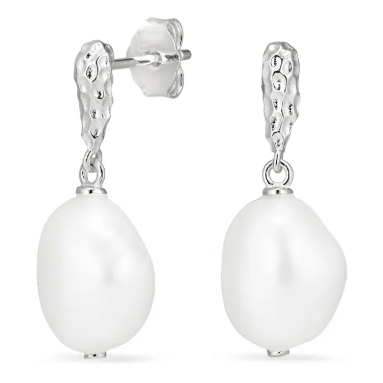 9 - 10 mm parel oorbellen in zilver