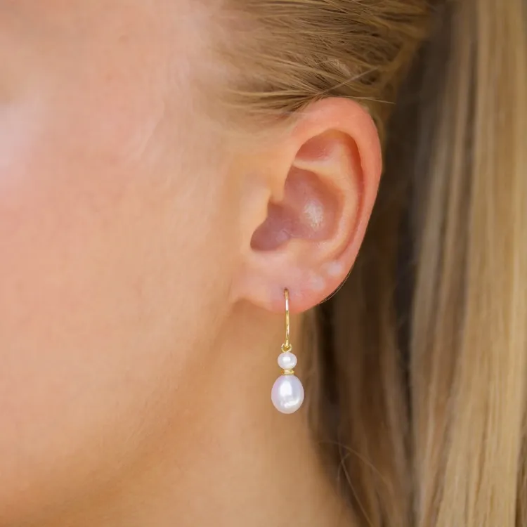 7-7,5 mm parel oorbellen in verguld sterlingzilver