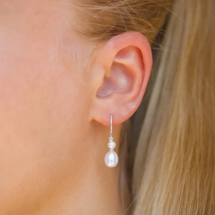 7-7,5 mm parel oorbellen in zilver