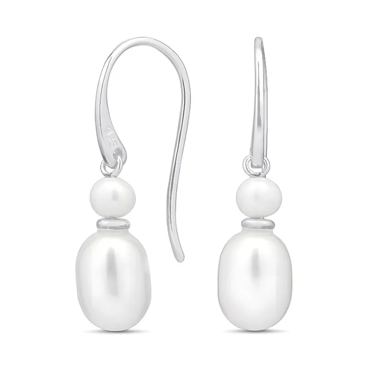 7-7,5 mm parel oorbellen in zilver