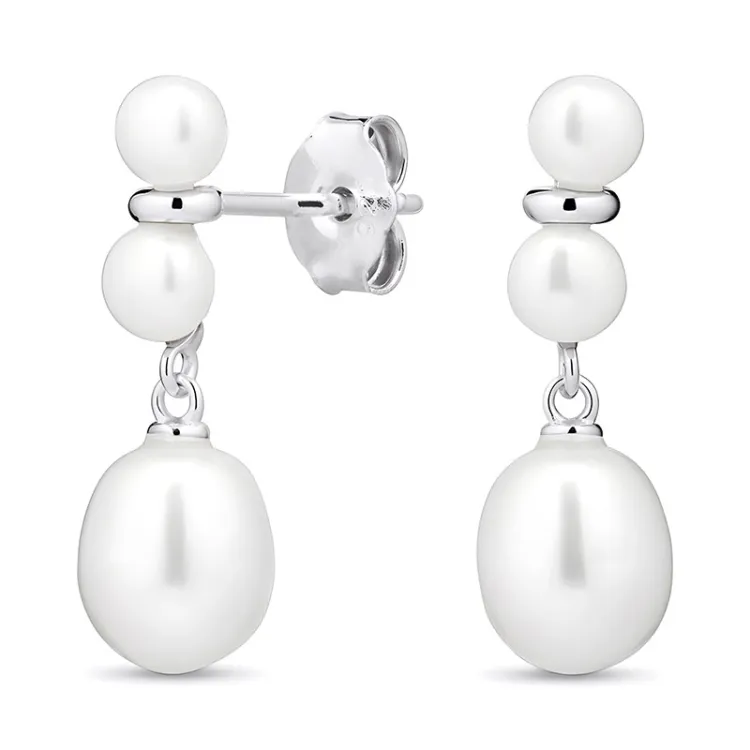 6-6,5 mm parel oorbellen in zilver