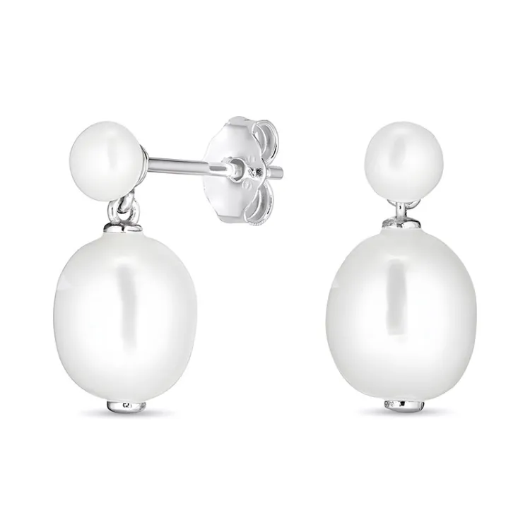 8 - 9 mm parel oorbellen in zilver