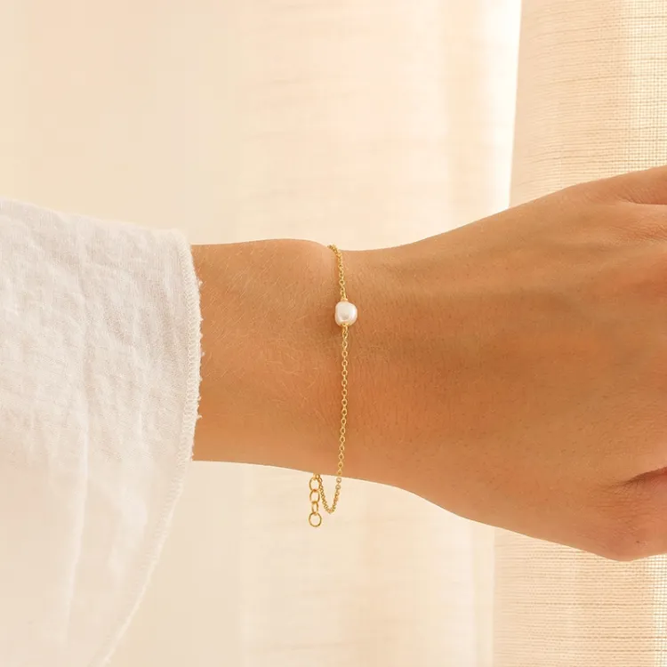 parel armband in verguld sterlingzilver