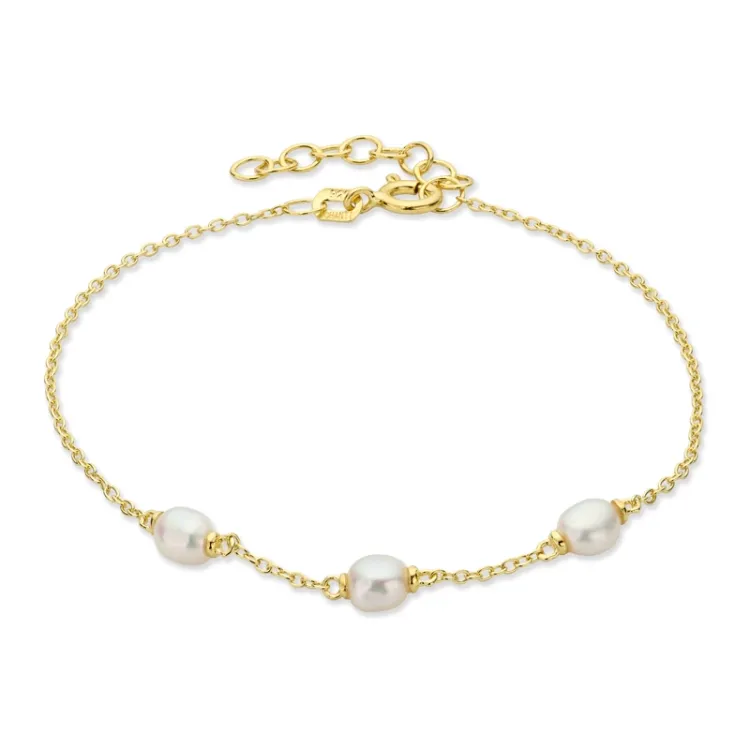 parel armband in verguld sterlingzilver