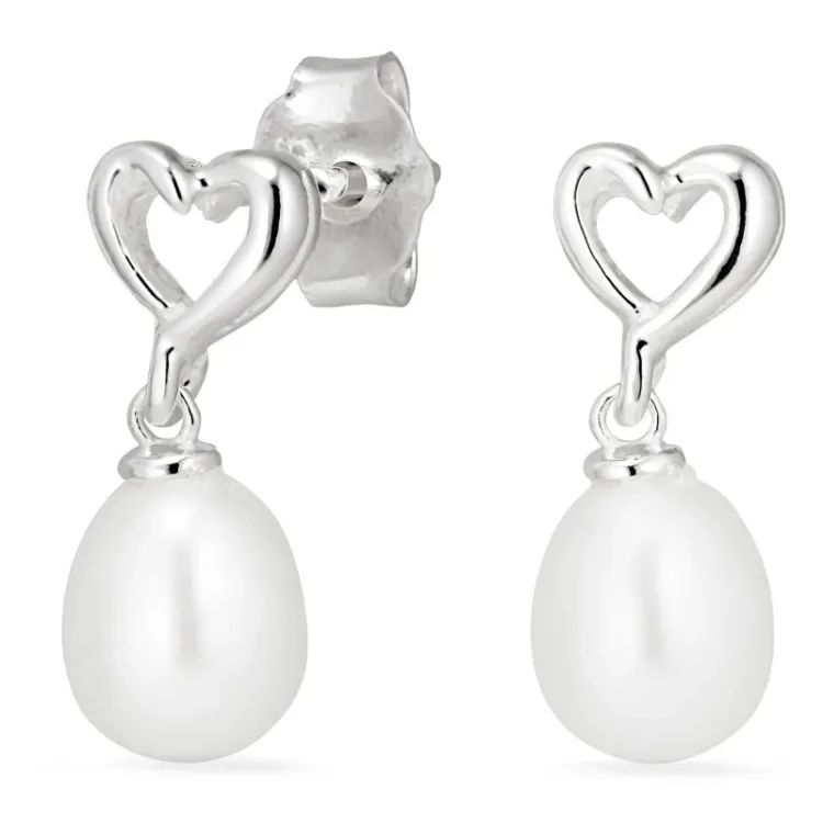 hart parel oorbellen in zilver