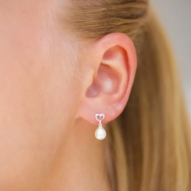 hart parel oorbellen in zilver