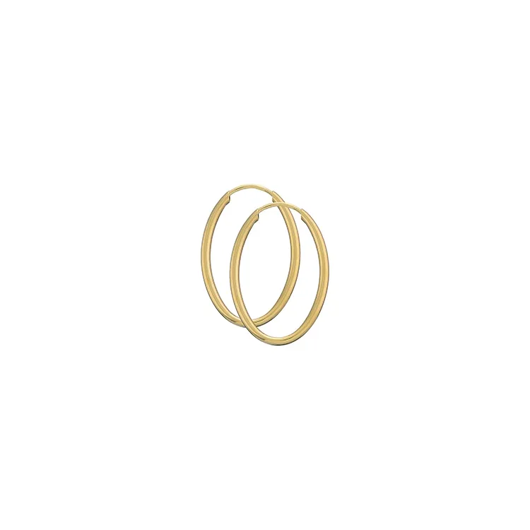28 mm BNH ovaal creool in verguld sterlingzilver