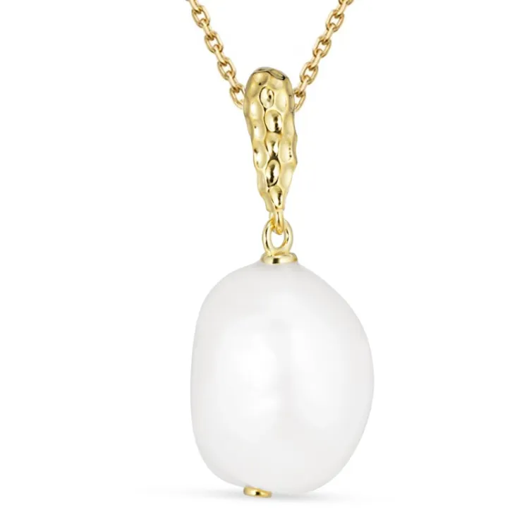 parel hanger met ketting in verguld sterlingzilver