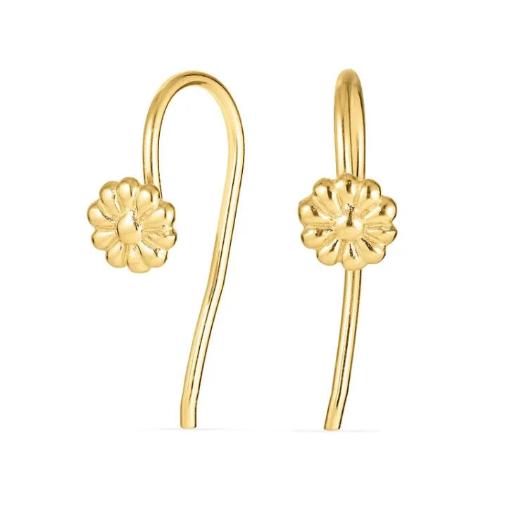 bloem oorhaakjes in verguld zilver - Mix & Match