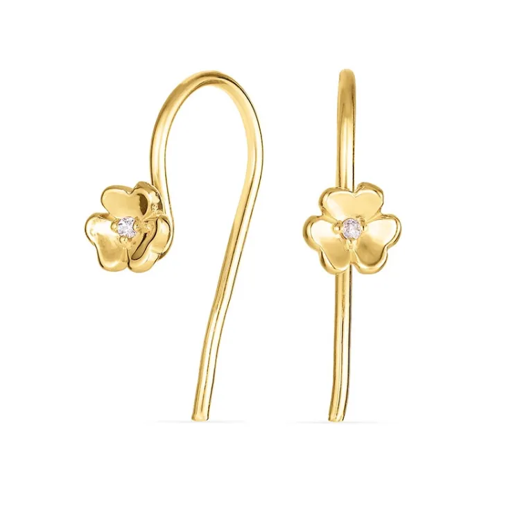 bloem zirkoon oorhaakjes in verguld zilver - Mix & Match